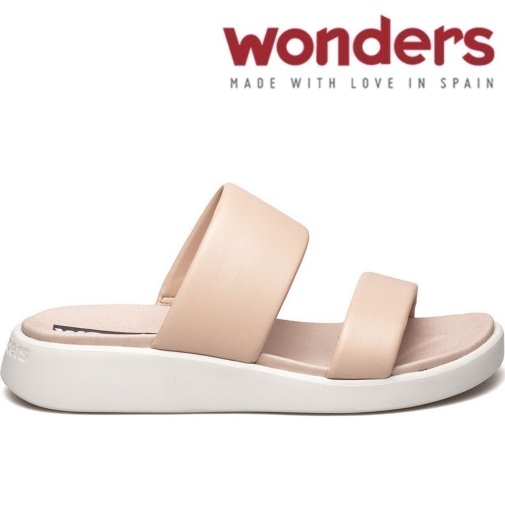 NEW Wonders nude double strap slide sandal  37 EU 7 US